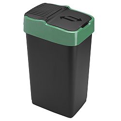 Heidrun Odpadkový kôš 35 l, čierny so zeleným pruhom 