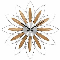 LAVVU LCT1112 - Drevené strieborné hodiny Crystal Flower 