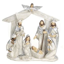 Vianočná dekorácia Betlehem strieborná, 22 x 7 x 22 cm